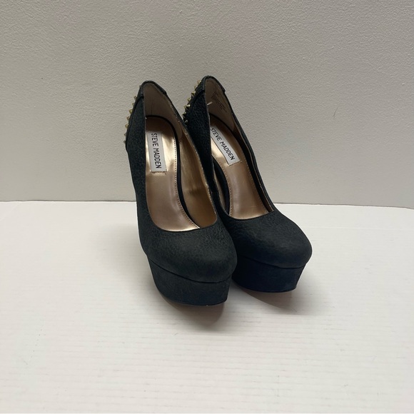 Steve Madden Zandy Snakeskin Pattern Leather Pumps Spikes Platform Black Sz 7.5 - Picture 2 of 14